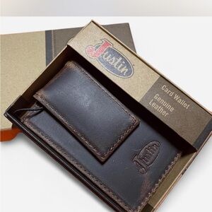 Justin Boots Dark Brown Leather Card Holder